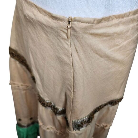 Vintage Y2K Hazel Maxi Hippie Maxi Peasant Skirt Womens Size L Tan Multi - Picture 8 of 10